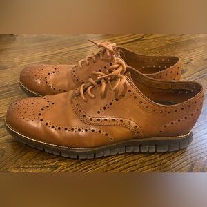 Men's Cole Haan Zero Grand Brown Leather Lace-up Wingtip Oxfords Size 10.5 Wide